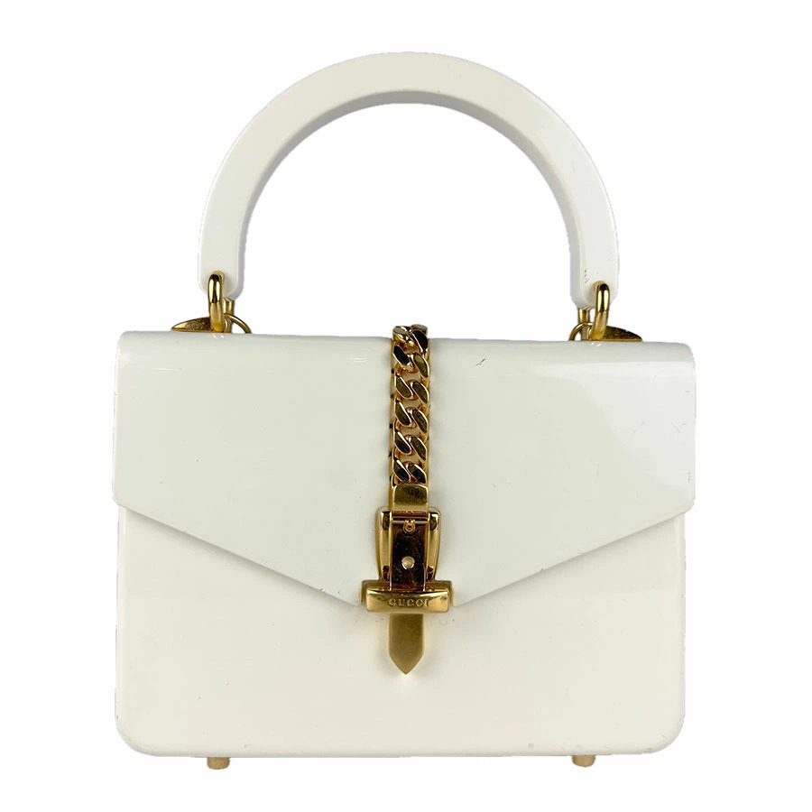 Gucci 2way Shoulder Bag Sylvie Acrylic Metal Ivory White